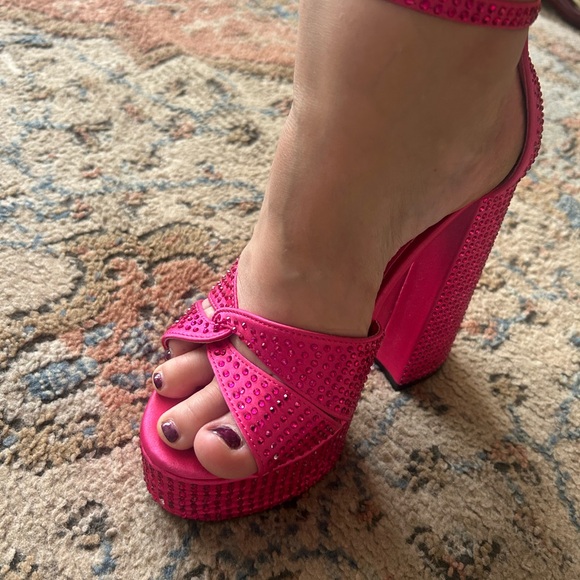 Pink Rhinestone Platform Heels - Picture 7 of 7
